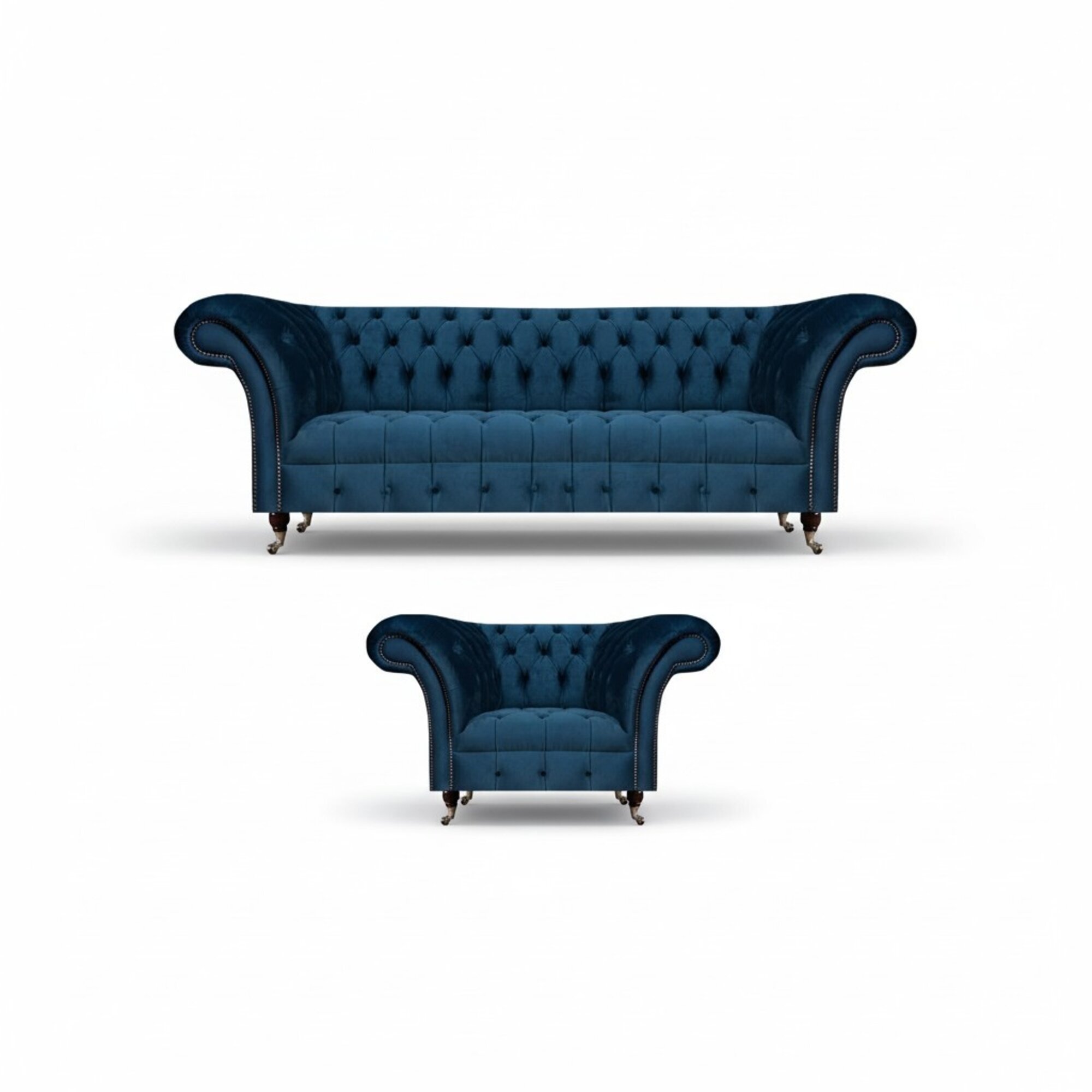 Wohnzimmer Sitzmöbel Blau Sofa Dreisitze Luxus Sessel Möbel Chesterfield