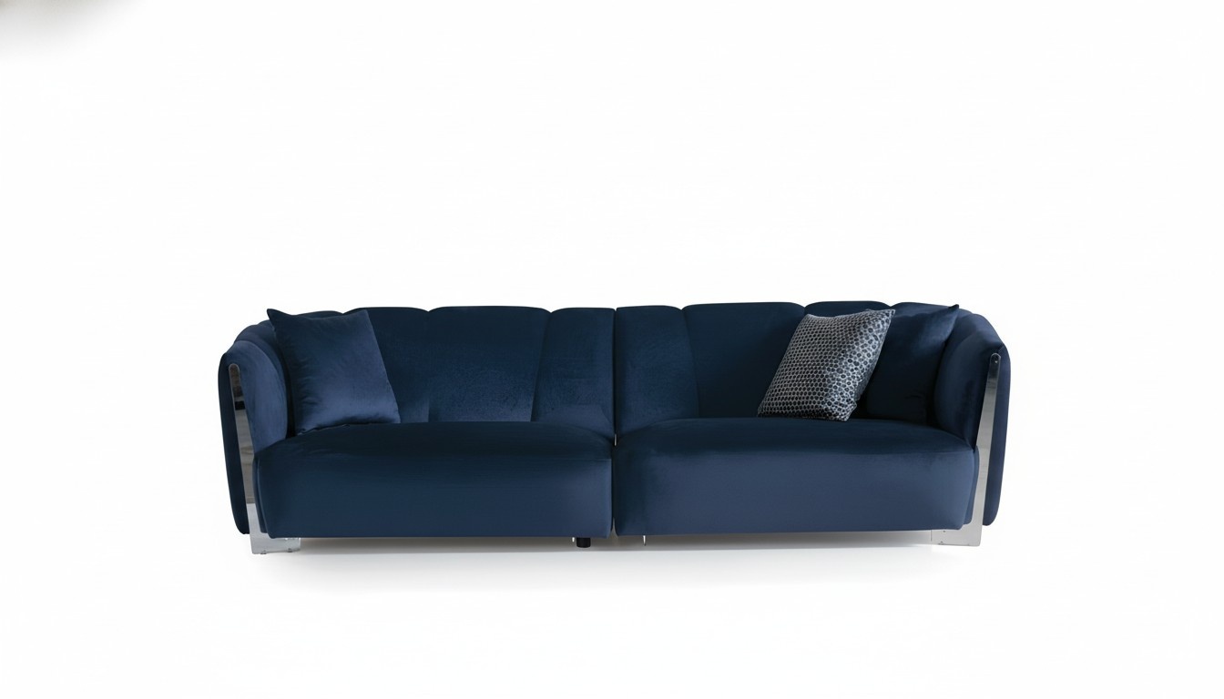 Wohnzimmer Sofa Couch Designer Textil Sitz Polster Design blau