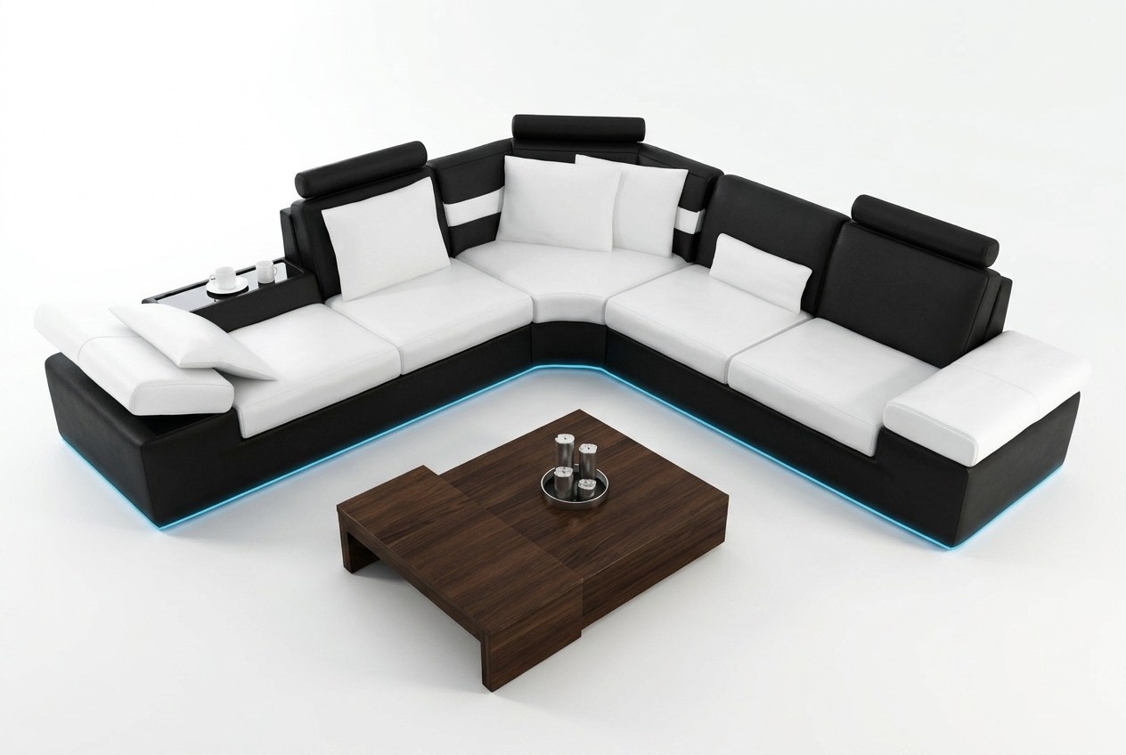 Wohnzimmer Sofa Ledersofa Sitzgarnitur Moderne Multifunktions Couch USB