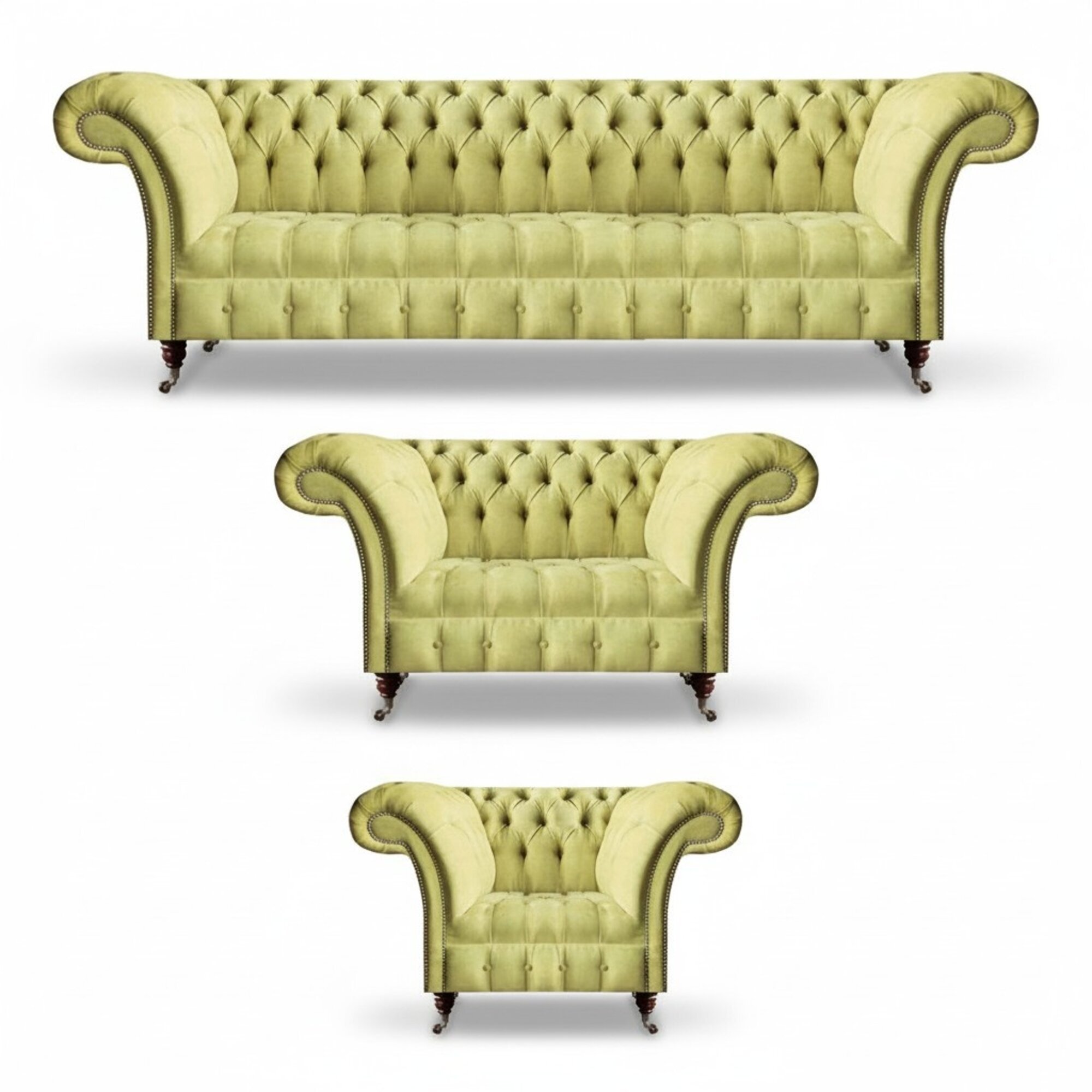 Wohnzimmer Sofa Set 3tlg Luxus Sitzmöbel Chesterfield Sofagarnitur Neu