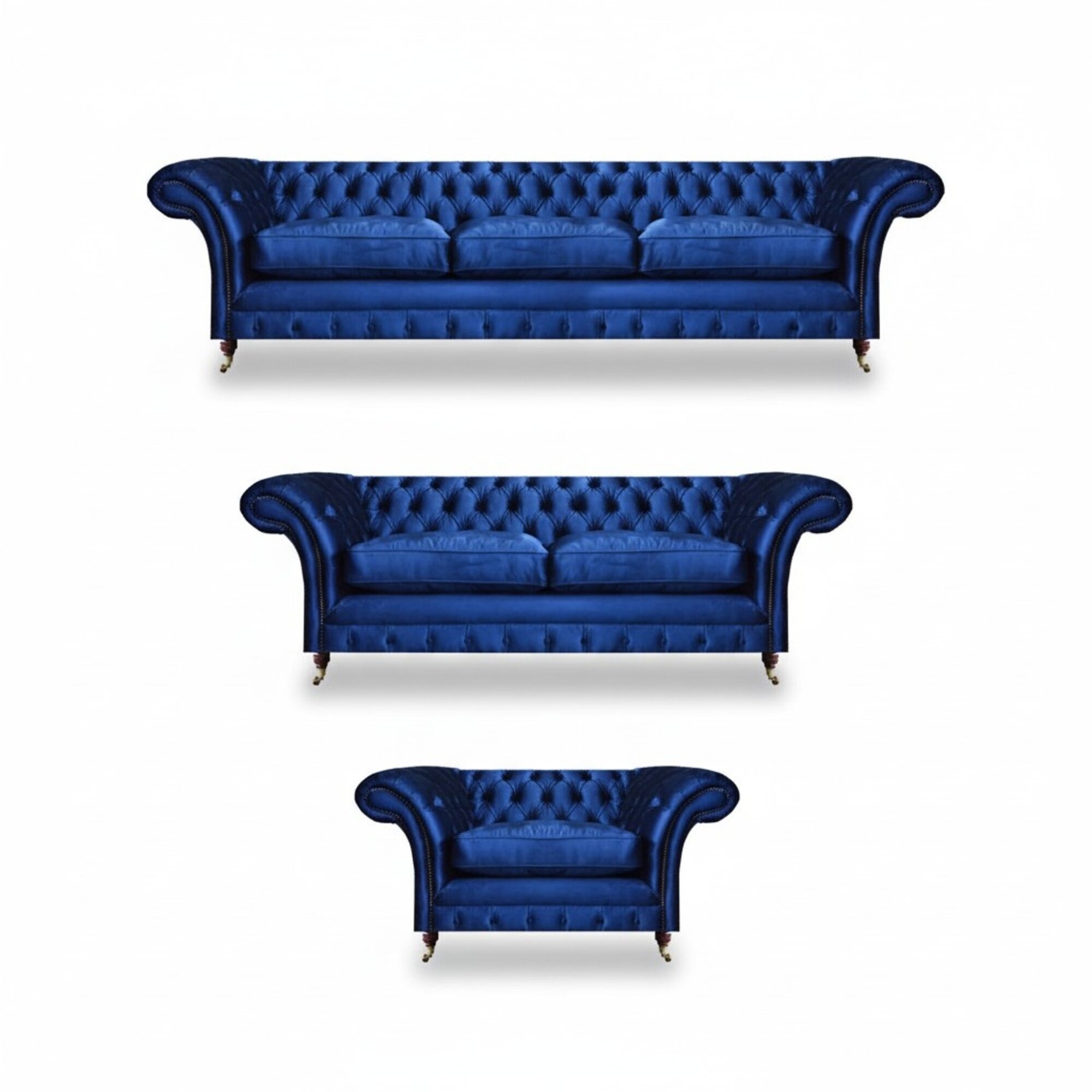 Wohnzimmer Sofagarnitur 3tlg Luxus Modern Komplett Sitzmöbel Textil Chesterfield