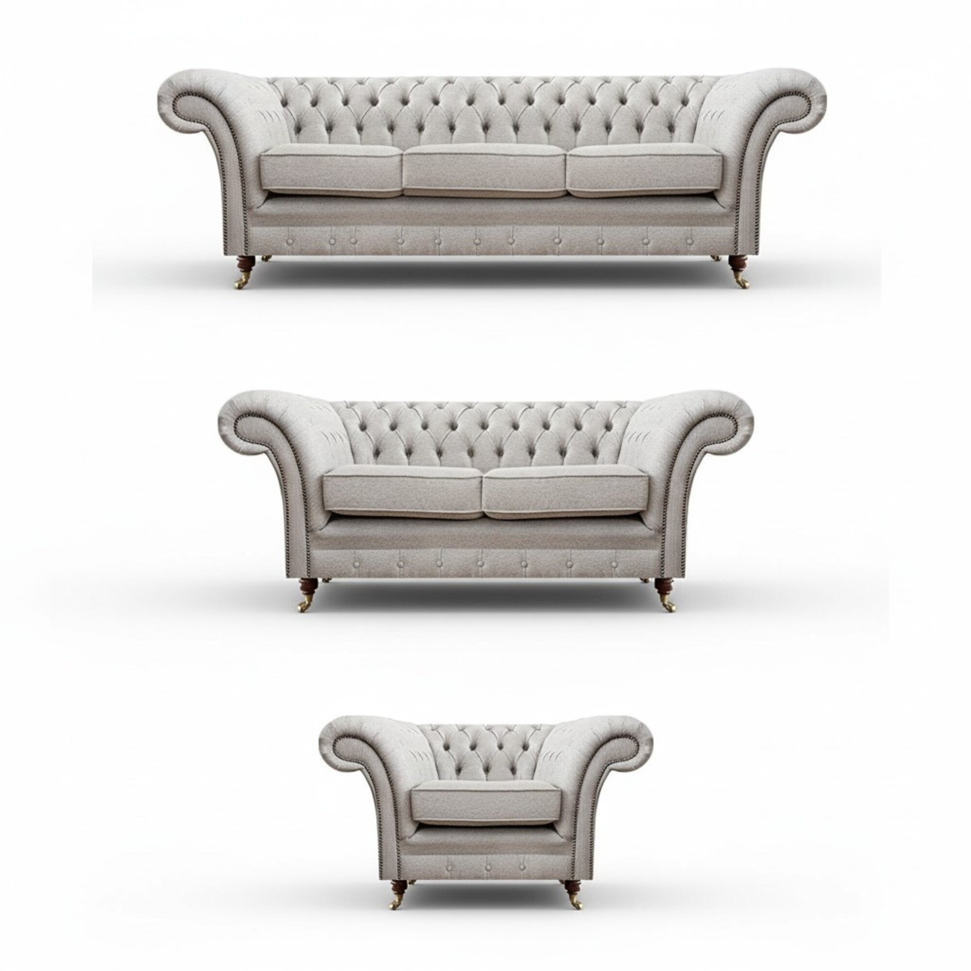 Wohnzimmer Sofas Komplett Sessel Luxus Sitz Grau Chesterfield Polstermöbel