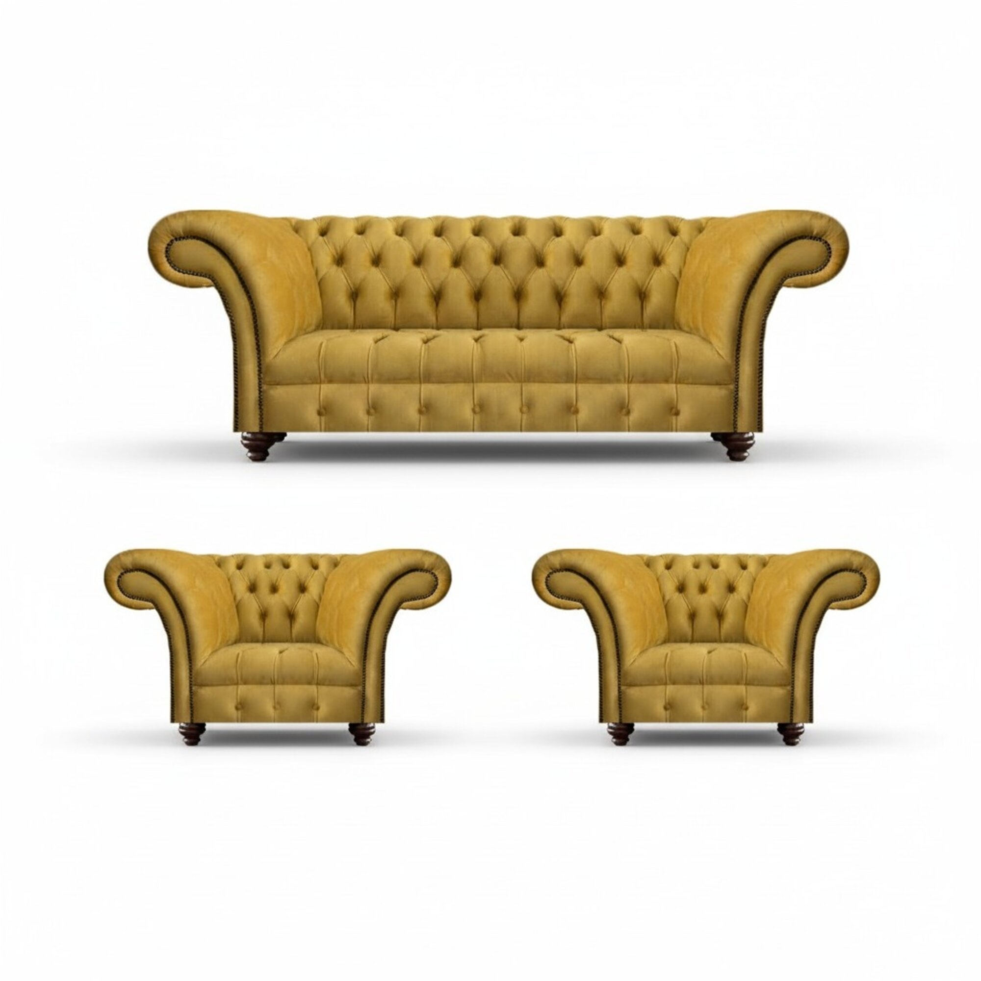 Wohnzimmer Sofas Set Sofa Dreisitze Couch 2x Sessel Polstermöbel Chesterfield