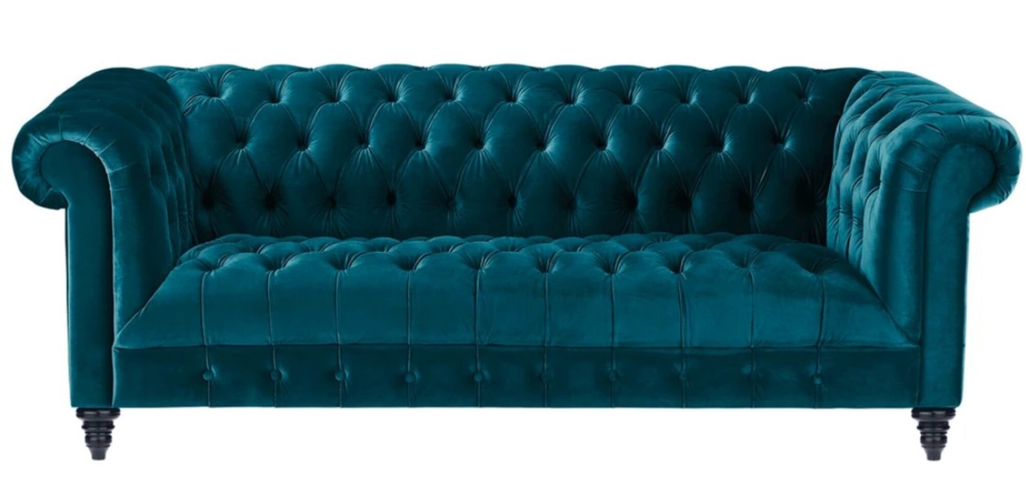 Chesterfield Turkis Samt Couch Luxus Polster Möbel Sofa mit Knöpfen Dreisitzer