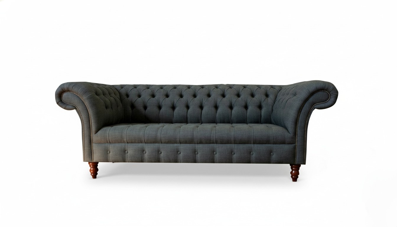 xxl big Chesterfield 3 Sitzer Möbel Sofa Modern Textil Wohnzimmer Graue
