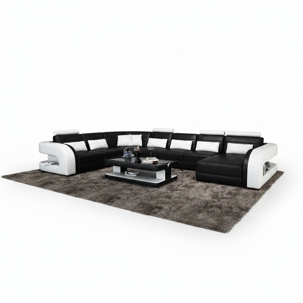 XXL Big Wohnlandschaft Sofa Couch Polster Eck Leder Sofa Garnitur Couchen +Neu+
