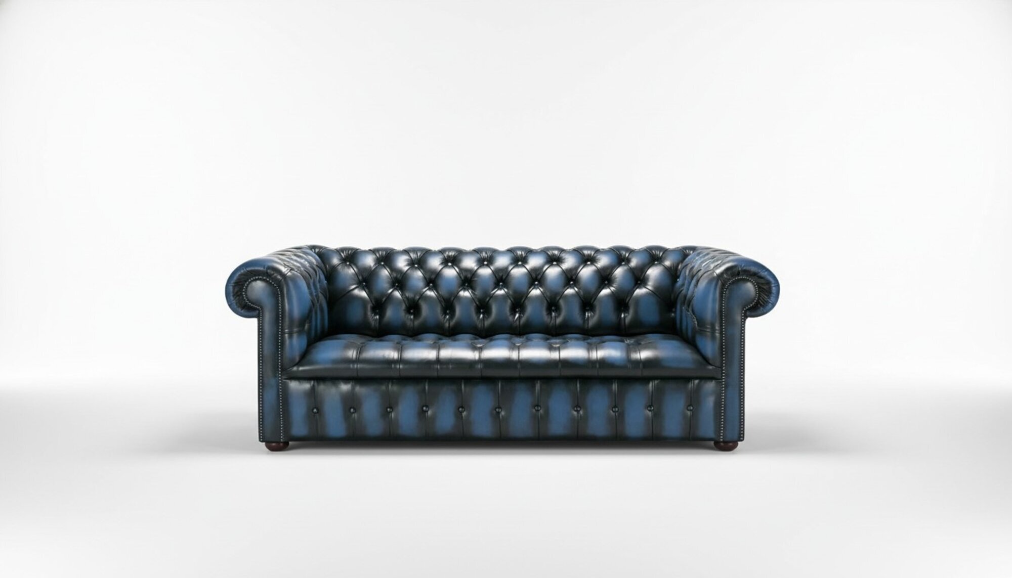 XXL Blau Sofa 3 Sitzer Couch Chesterfield Polster Sitz Garnitur Leder Textil