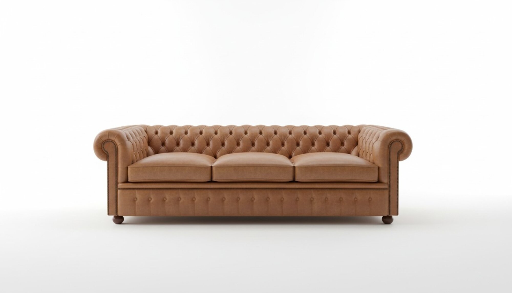 XXL Hellbraun Sofa 3 Sitzer Couch Chesterfield Polster Sitz Garnitur