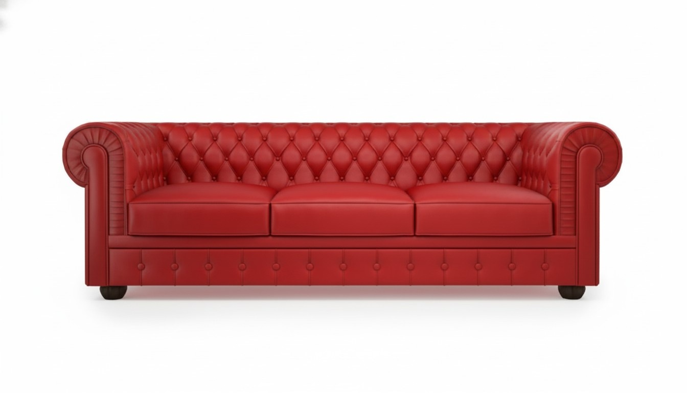 XXL Sofa 3 Sitzer Couch Chesterfield Polster Sitz Garnitur Rot Leder Textil