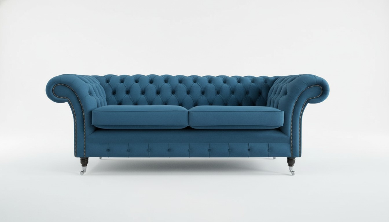 XXL Sofa 3 Sitzer Couch Chesterfield Polster Sitz Garnitur Textil Leder Blau Neu