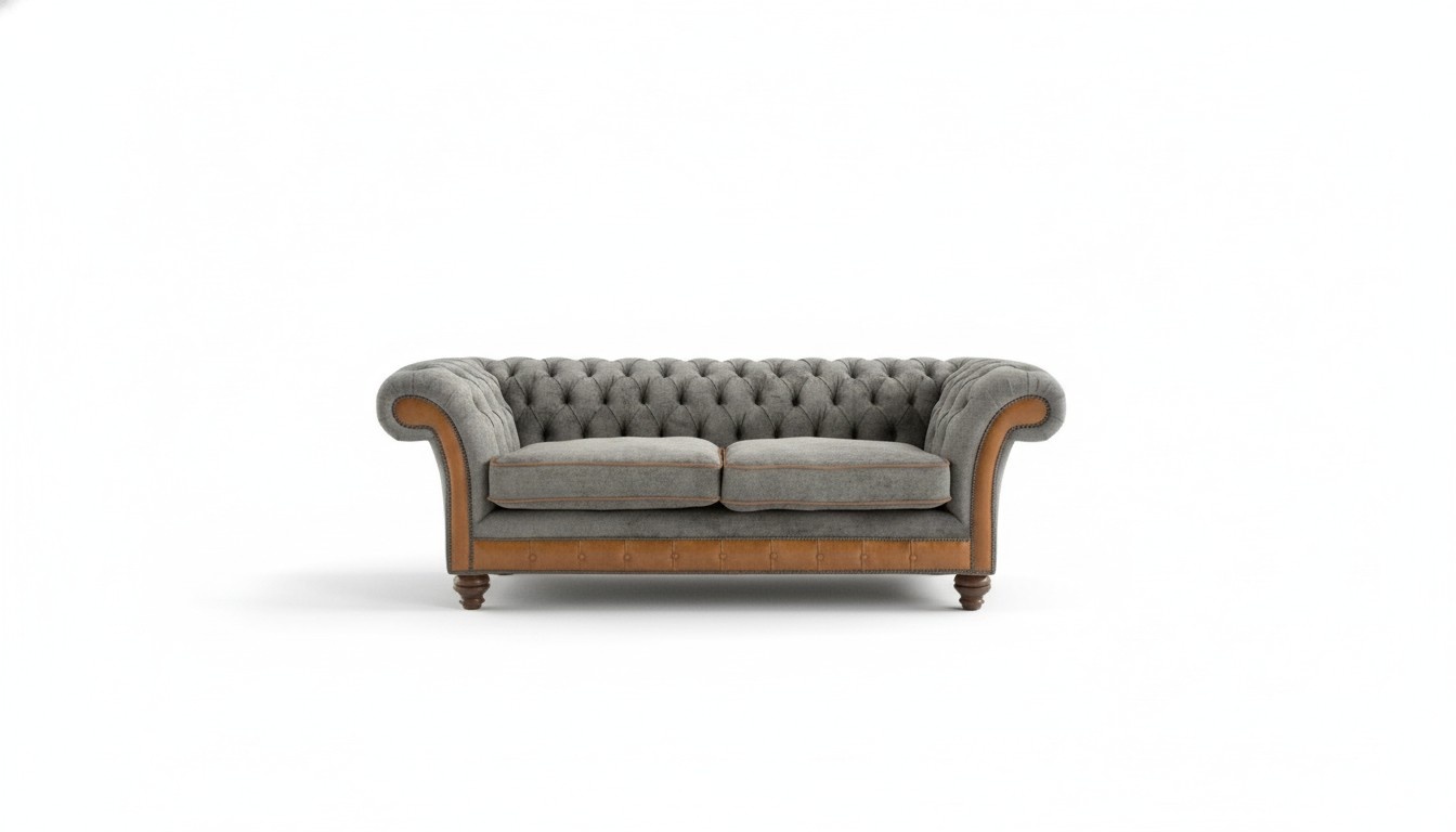 XXL Sofa 3 Sitzer Couch Chesterfield Polster Sitz Garnitur Leder Textil Neu Grau