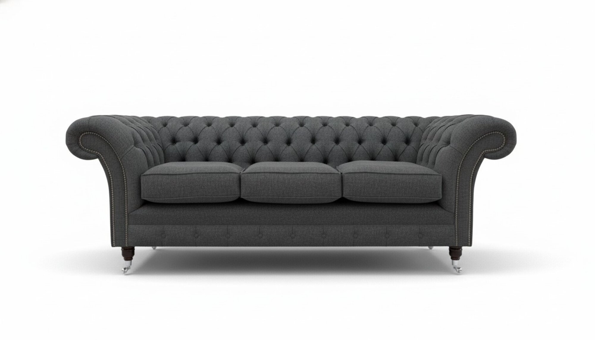 XXL Sofa 3 Sitzer Couch Chesterfield Polster Sitz Garnitur Leder Textil Grau Neu