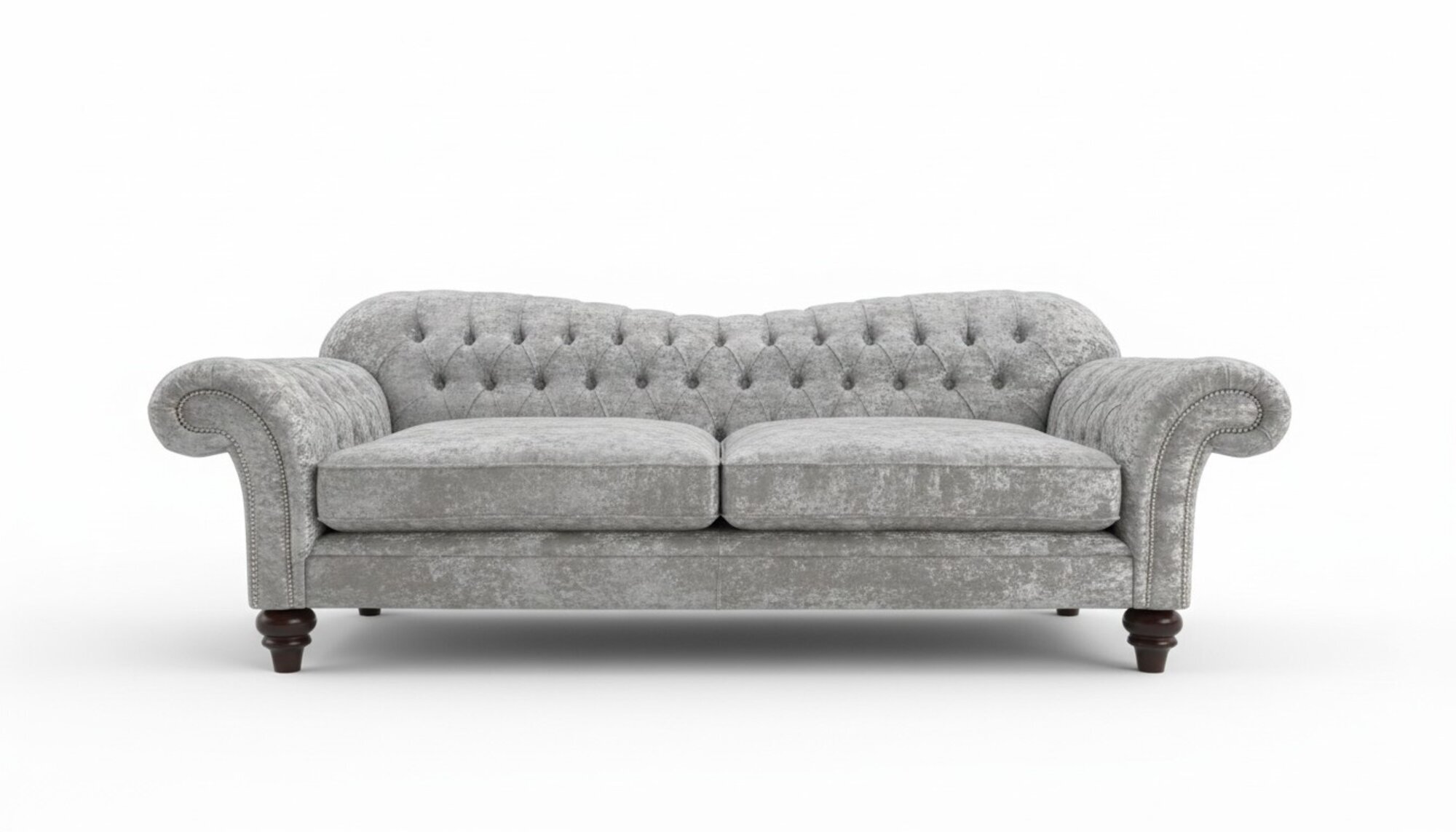 XXL Sofa 3 Sitzer Couch Chesterfield Polster Sitz Garnitur Leder Textil Silber