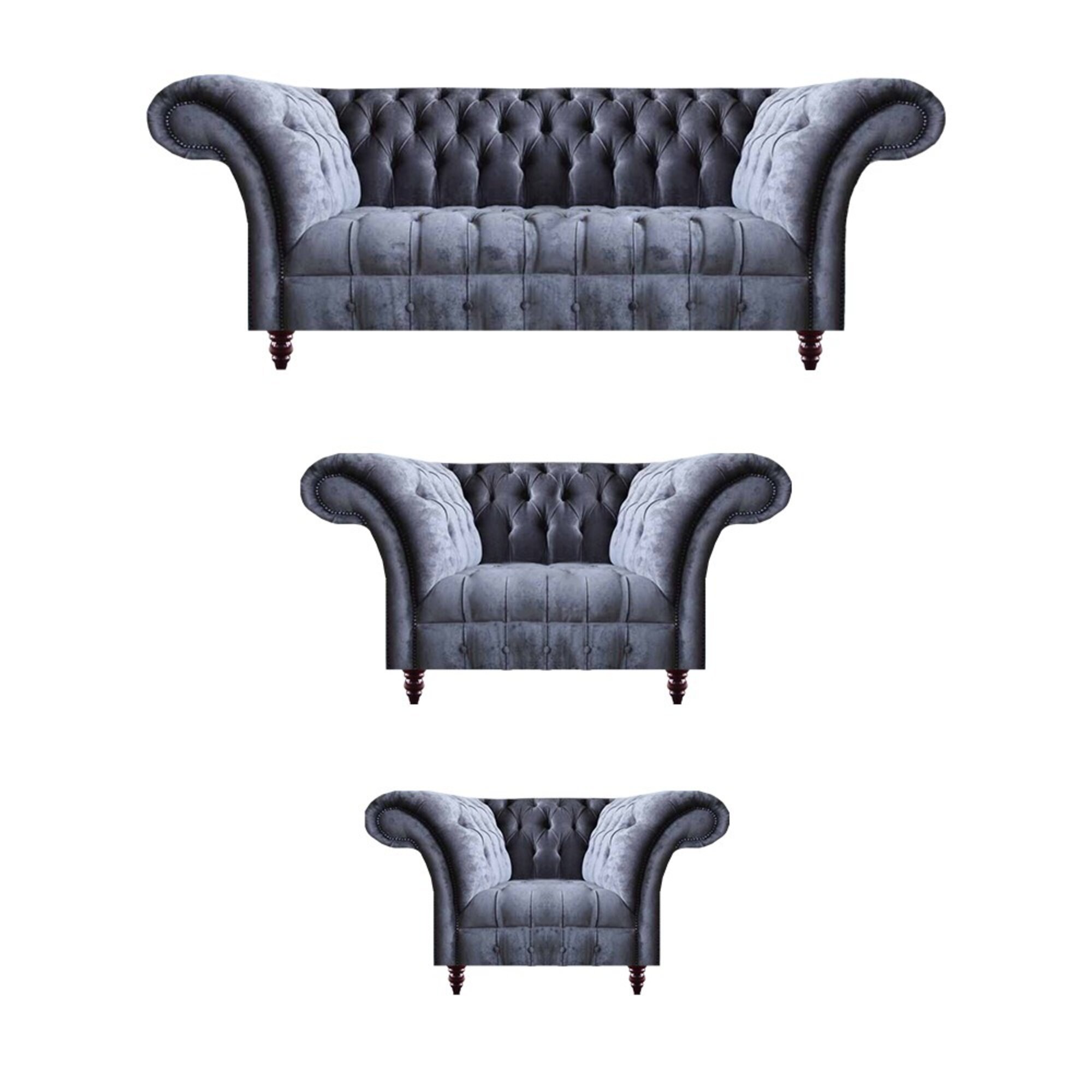 Schicke Graue Polstersofas Chesterfield Textilmöbel Wohnzimmer Einrichtung