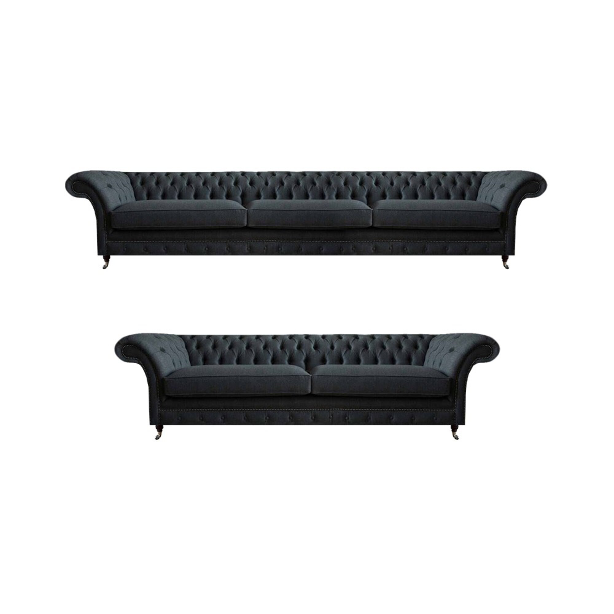 Schwarze Chesterfield Couchgarnitur Modernes Komplettes Textil Sitzset