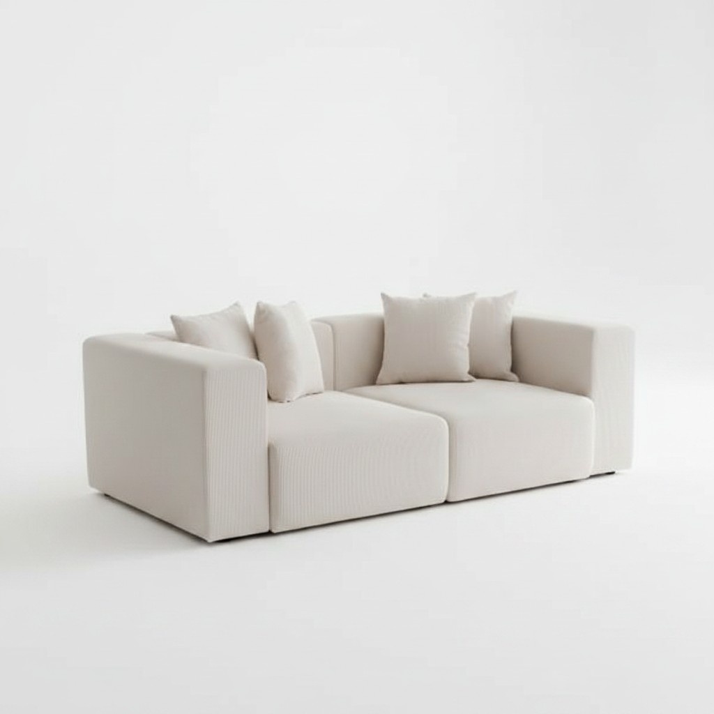 Zweisitzer Sofa 2 Sitzer Couch Polstersofa Beige Stoffsofa Moderne