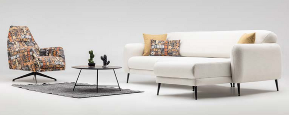 Eckgarnitur Ecksofa L form Stoffsofa Couch Sofa Beige Drehsessel Set
