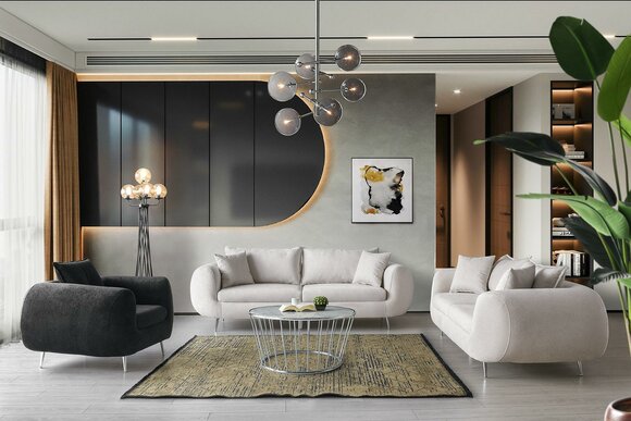 Komplette Couchgarnitur Dreisitzer Sessel Stoff Polstersofa 3tlg Weiß