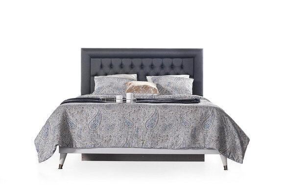 Chesterfield Doppelbett Bett mit Bettkasten Bettrahmen Grau Polster