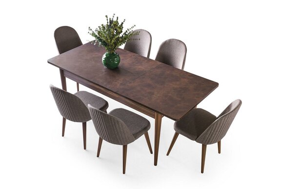 Essecke Garnitur Esszimmer Esstisch Stühle Holz 7tlg Braun Essgruppe