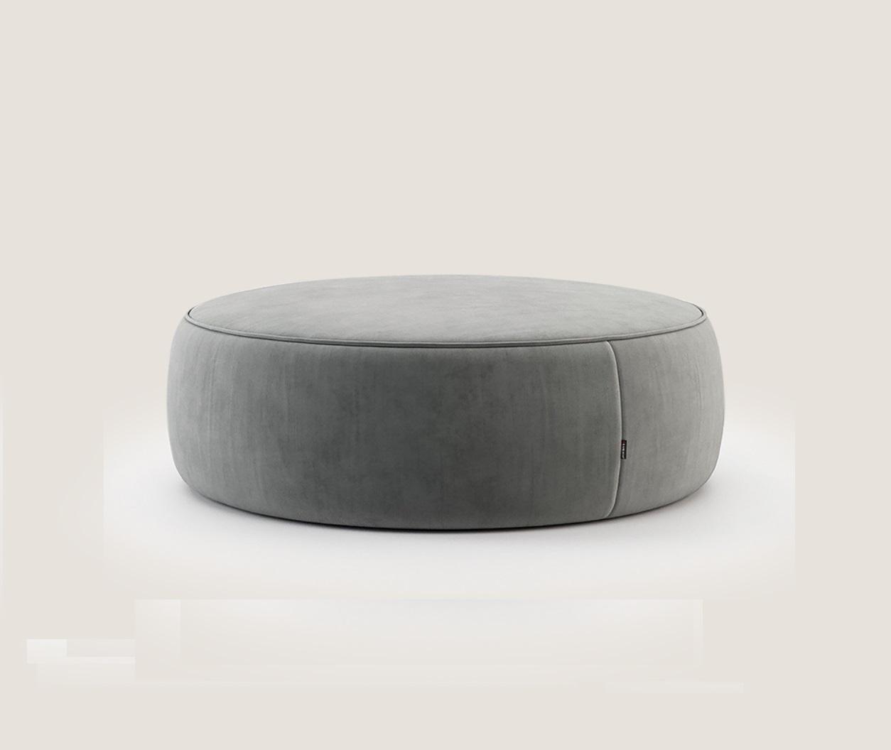 Runder Grauer Sitzhocker Luxus Pouf Schlafzimmer Möbel Beistellhocker