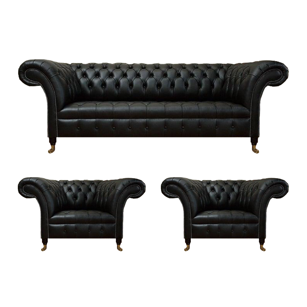 Sofagarnitur Komplett 3tlg 2x Sessel Luxus Dreisitze Sofa Couch Wohnzimmer