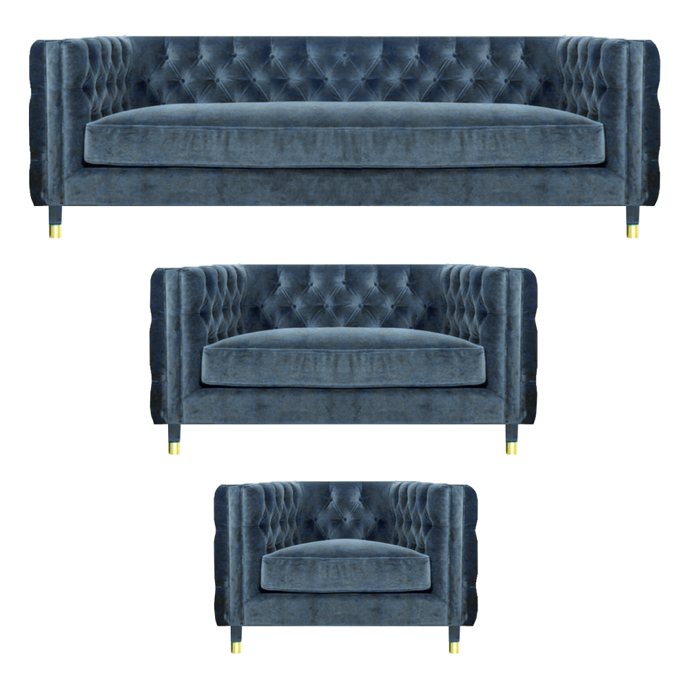 Chestefield Grau Wohnzimmer Komplett 4+2+1 Sofas Set 3tlg Polstermöbel