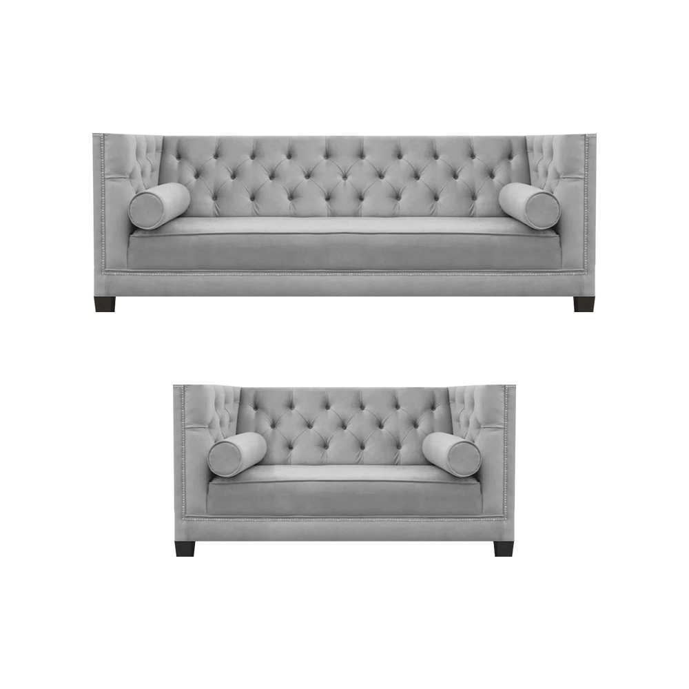 Grau Sofas Couch Wohnzimmer Garnituren Textil Sofagarnitur Einrichtung 3+2