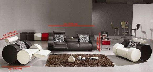 Ledersofa Sofagarnitur 3+2+1 Sitzer AMSTERDAM