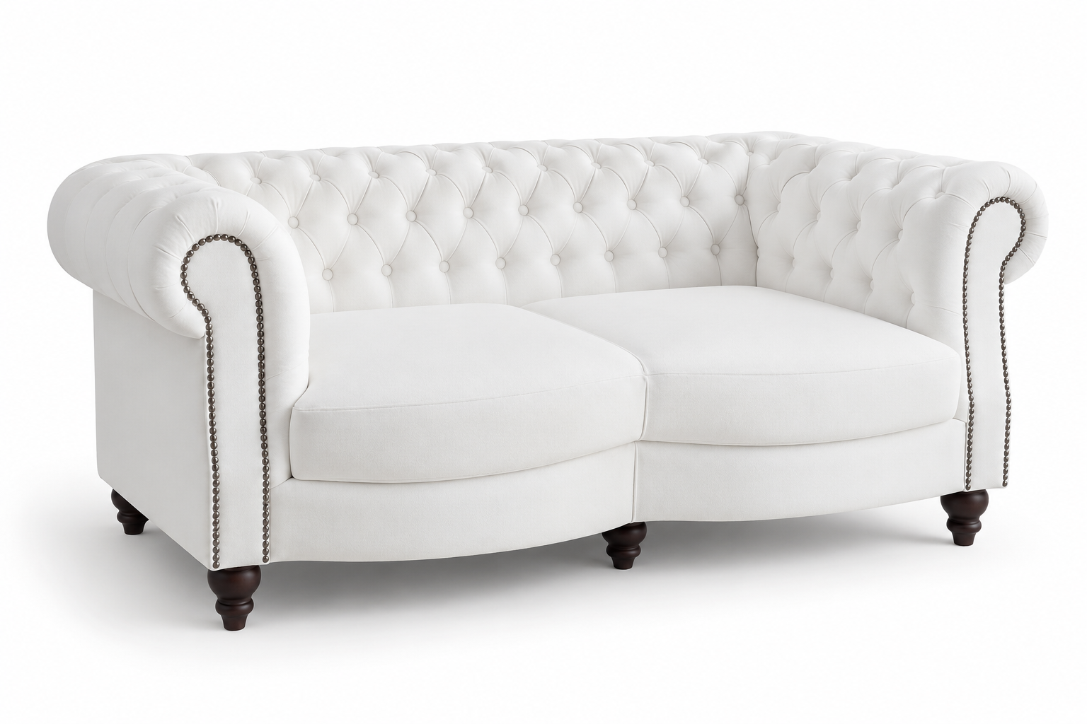 Sofa Weiß Luxus Chesterfield 2-Sitzer Knopfheftung Sofort
