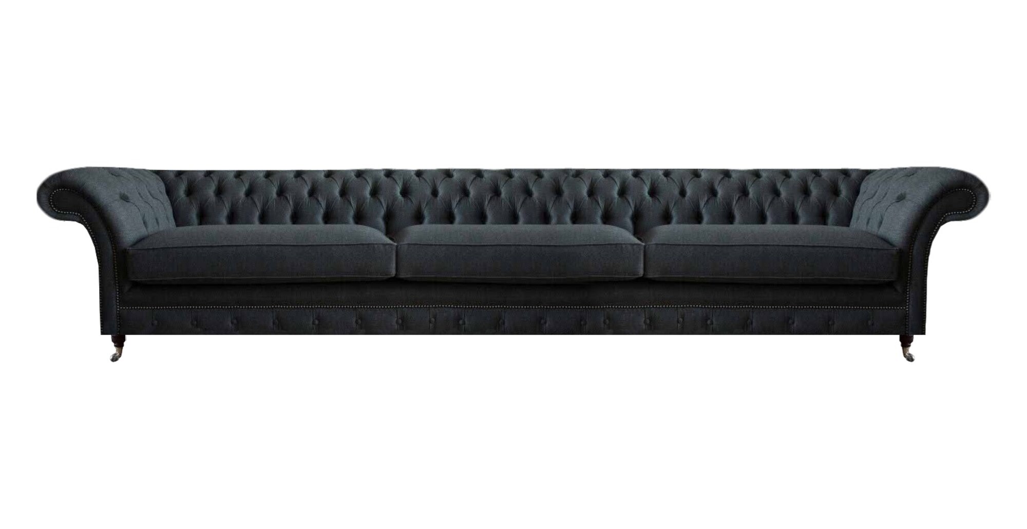 Luxuriöse Schwarze Chesterfield Textilcouch Wohnzimmer Edle Stoffsofas