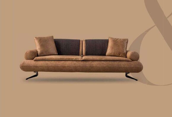 Zweisitzer Sofa 3 Sitzer Sofas Braun Kunstleder Wohnzimmer Luxus Sitz