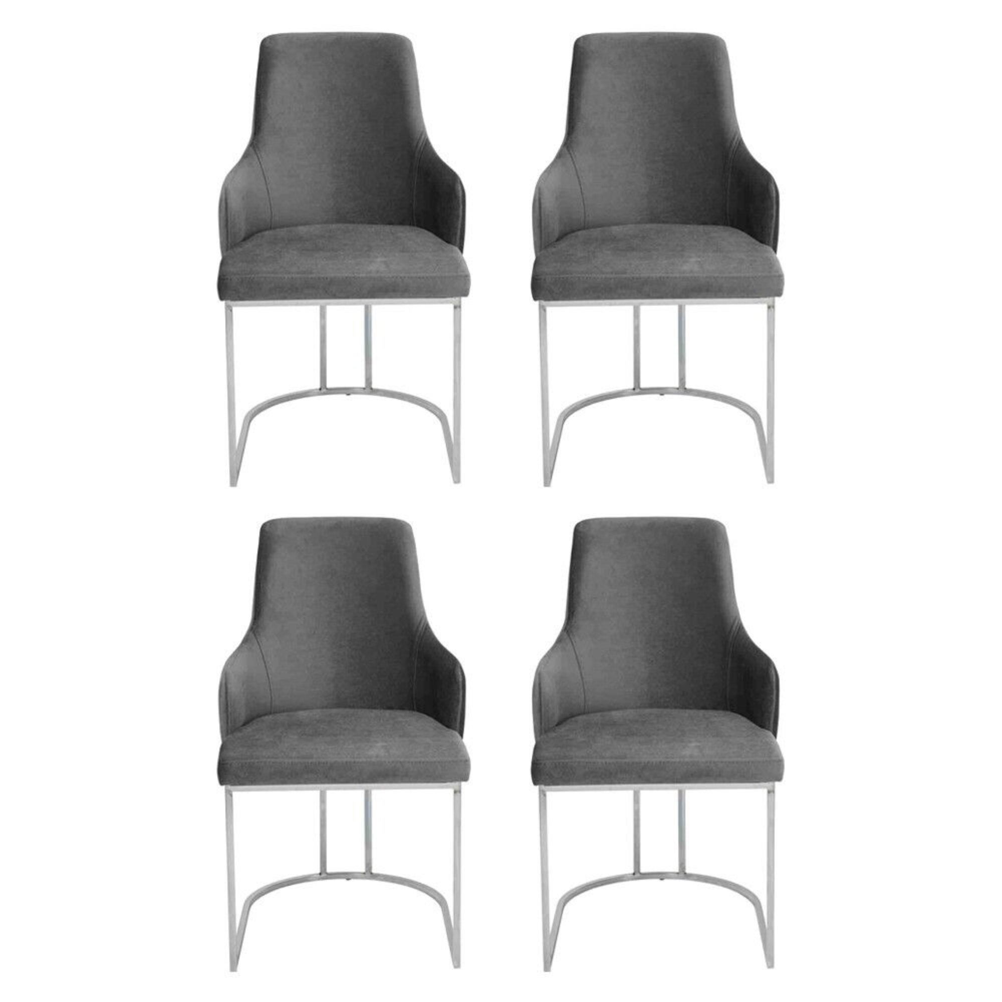 Grauer Stuhl-Set Esszimmerstühle Luxuriöse Sitzmöbel Küchen Möbel 4tlg