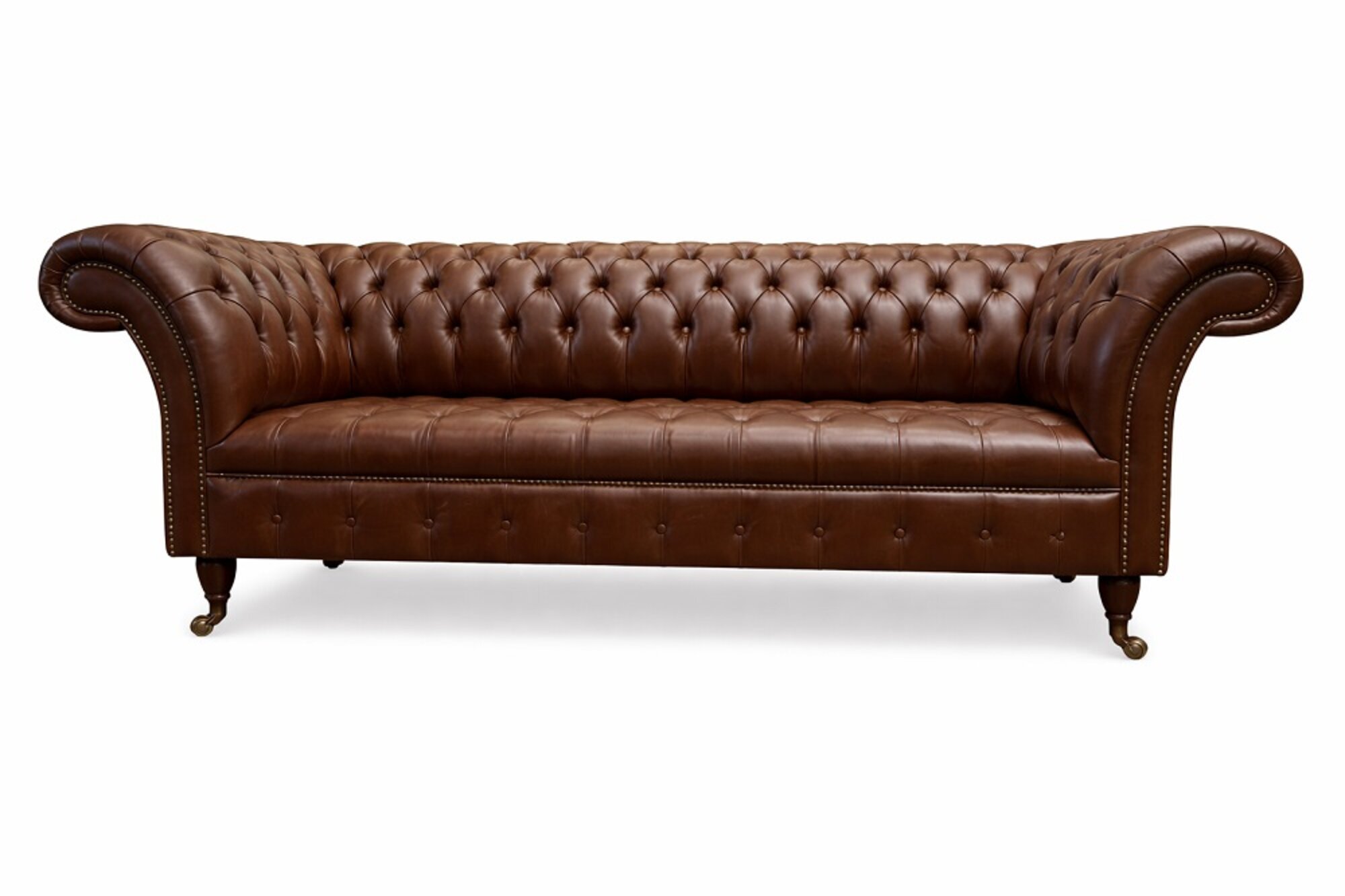 Chesterfield Polster Sofas Klassische Leder 3Sitzer Sofa Braun 100% Leder Sofort