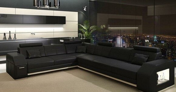 Wohnlandschaft Designer Sofa Couch Big Polster Modern Leder Sofas Eck Ecke