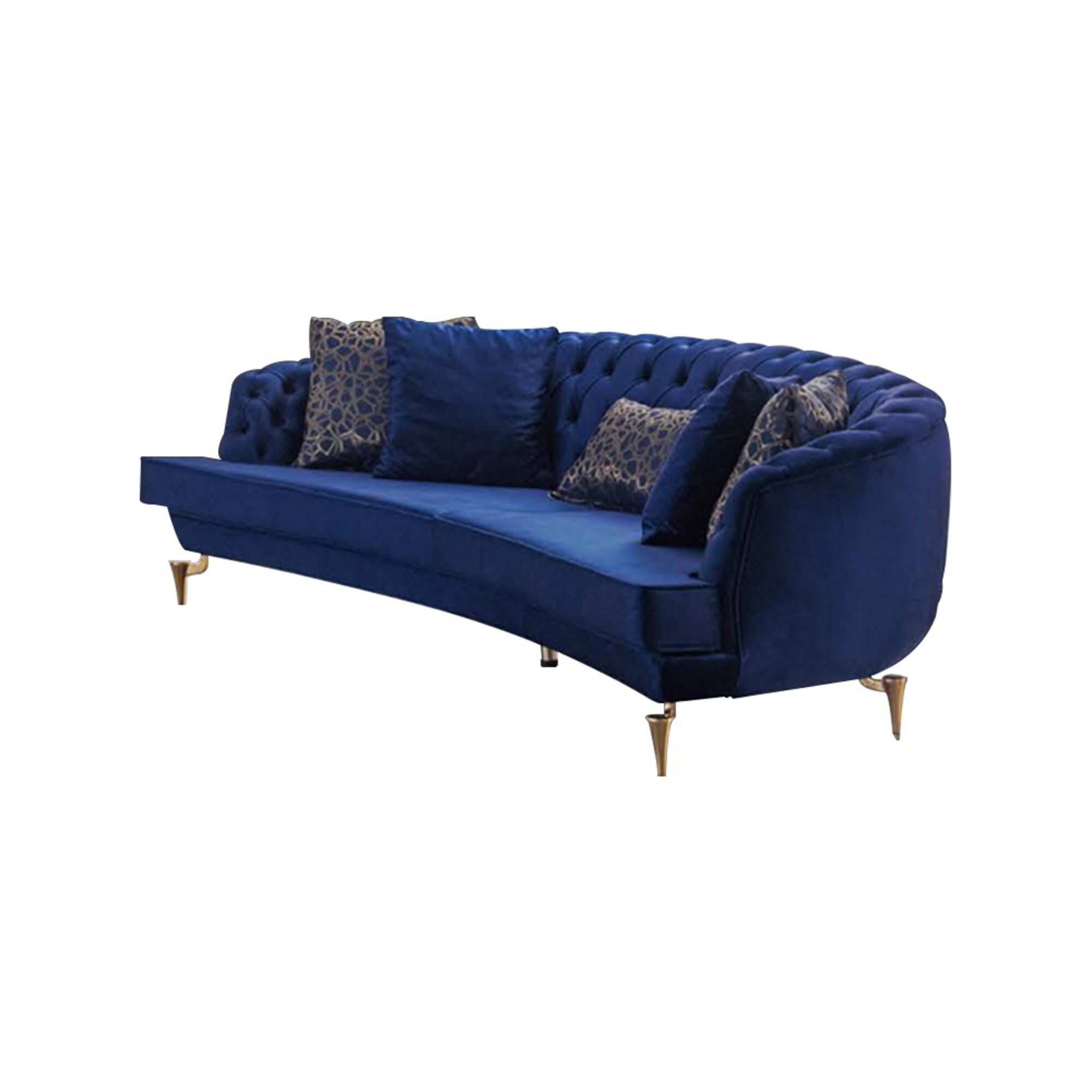 Halbrunder Chesterfield Blauer 4-Sitzer Designer Polster Edle Couch