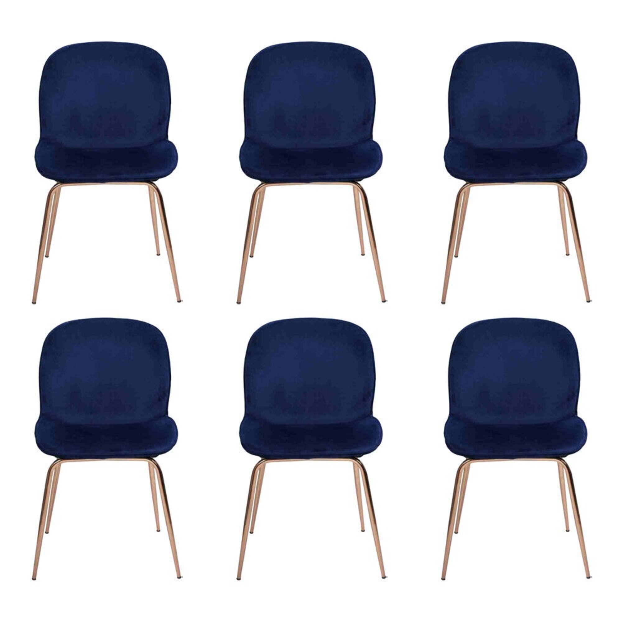EsszimmerGruppe Garnitur Blau Stühle 6x Stühle Set Textil Polster Sitz