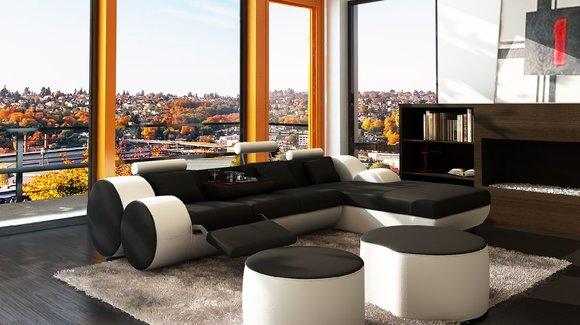 Ledersofa Couch Sofa Ecksofa Modell Wohnlandschaft Madrid II