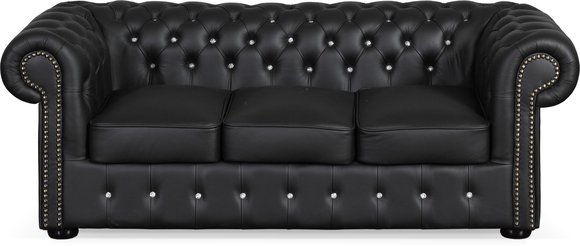 Chesterfield Ledersofa CLASSIC SOFA (FW) Farben schwarz,braun,weiss