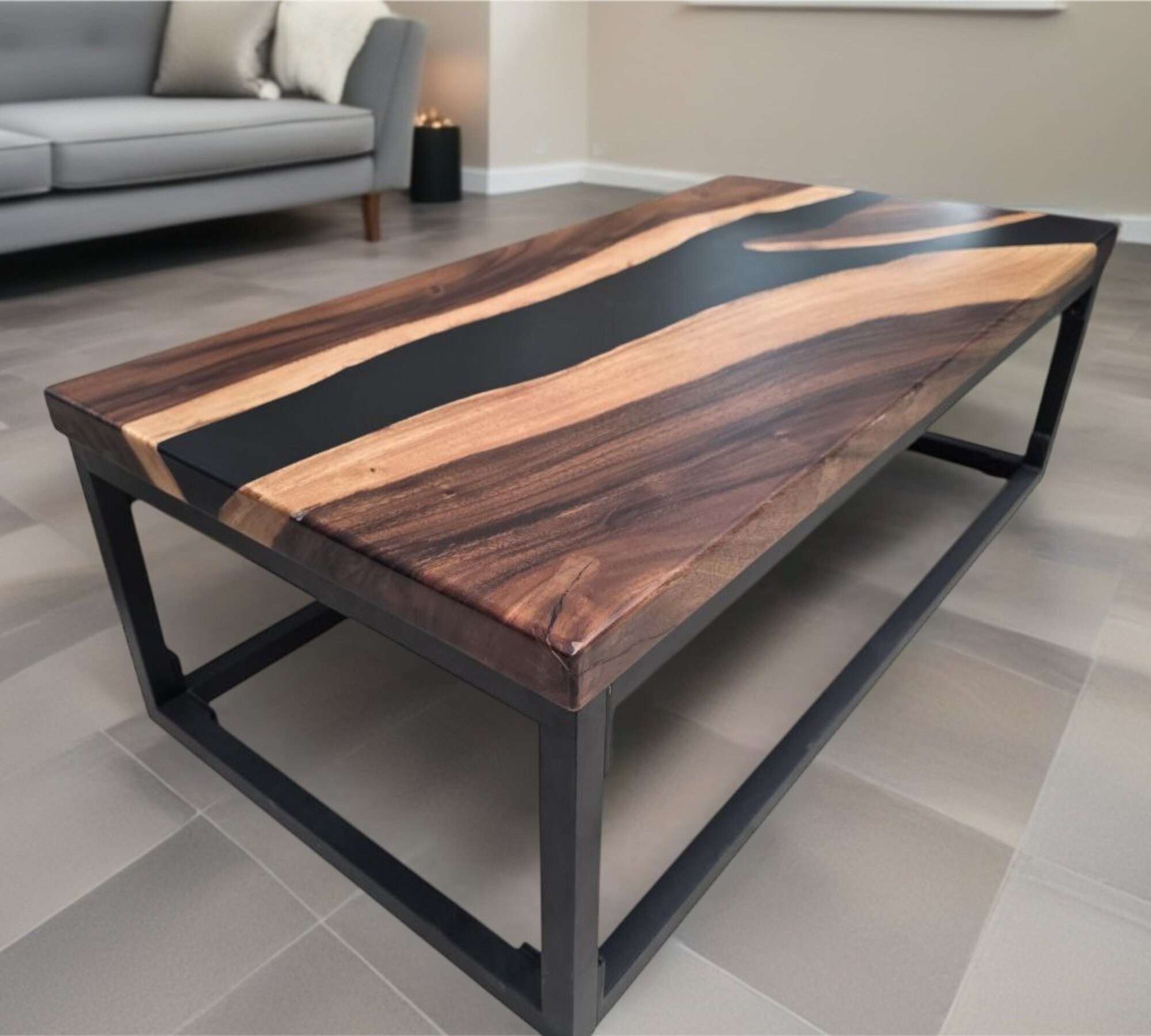 Luxus Exklusive Couchtisch Epoxid Harz Tisch Matt Schwarz Tische Holz Sofort