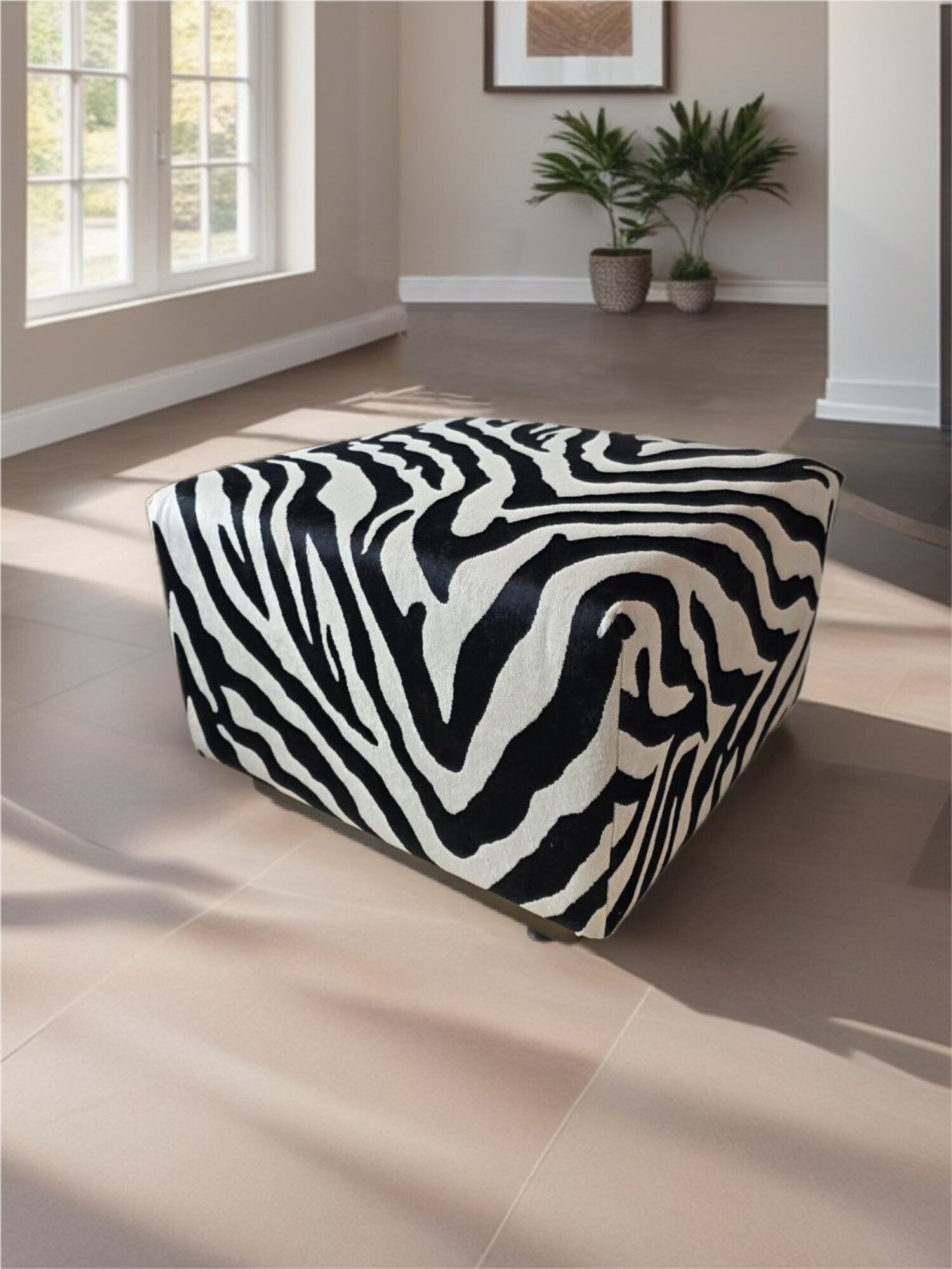 Hocker Sitzhocker Zebramuster Sitzwürfel Stoff Polster Wohnzimmer Sitz Sofort