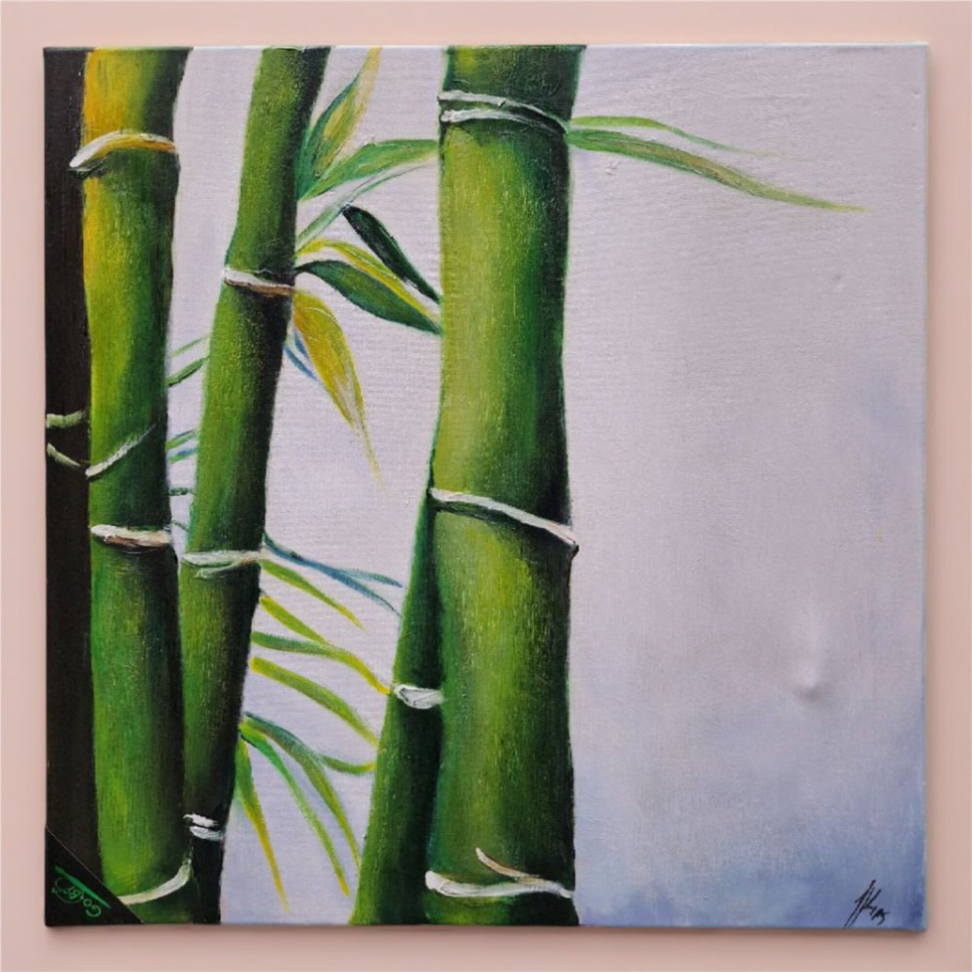 Minimalistische Ölmalerei mit klar hervorgehobenen und geometrisch strukturierten Linien Sofort