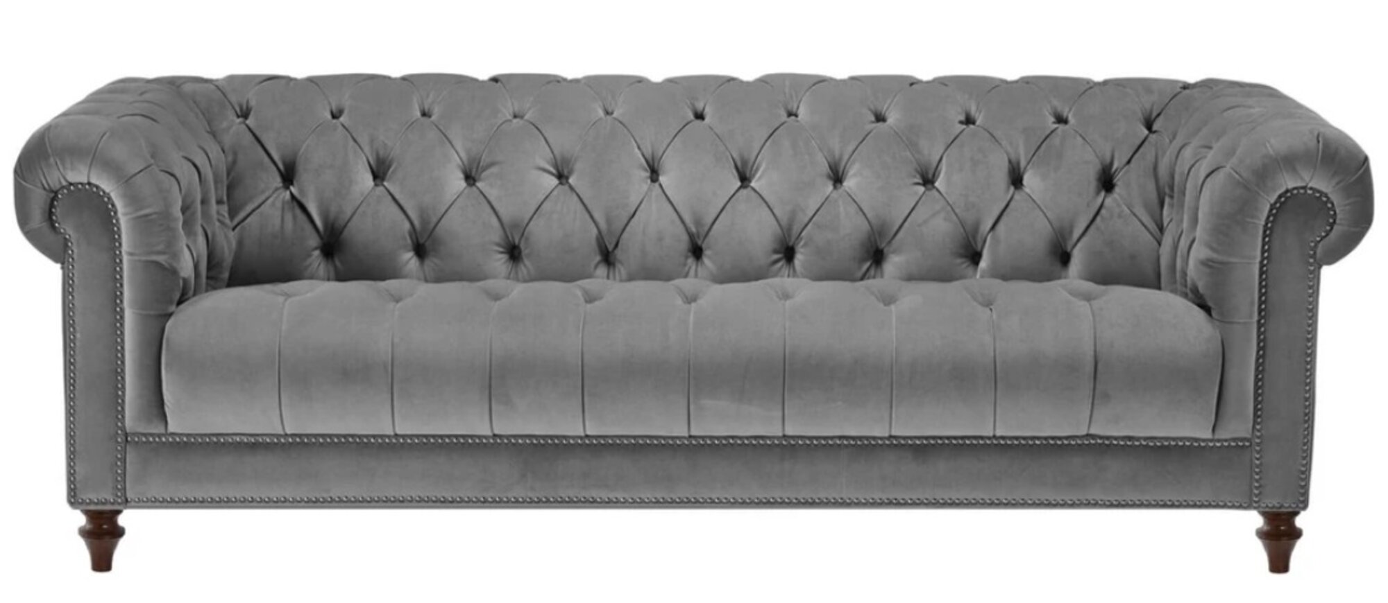Dreisitzer Grau Stoff Wohnzimmer Design Couchen Polster Sofa Sofas Chesterfield