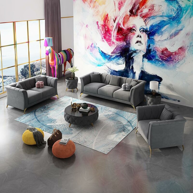 Designer Sofagarnitur 3+2+1 Sitzer Stoff Couchen Polster Garnitur Sofas Couch