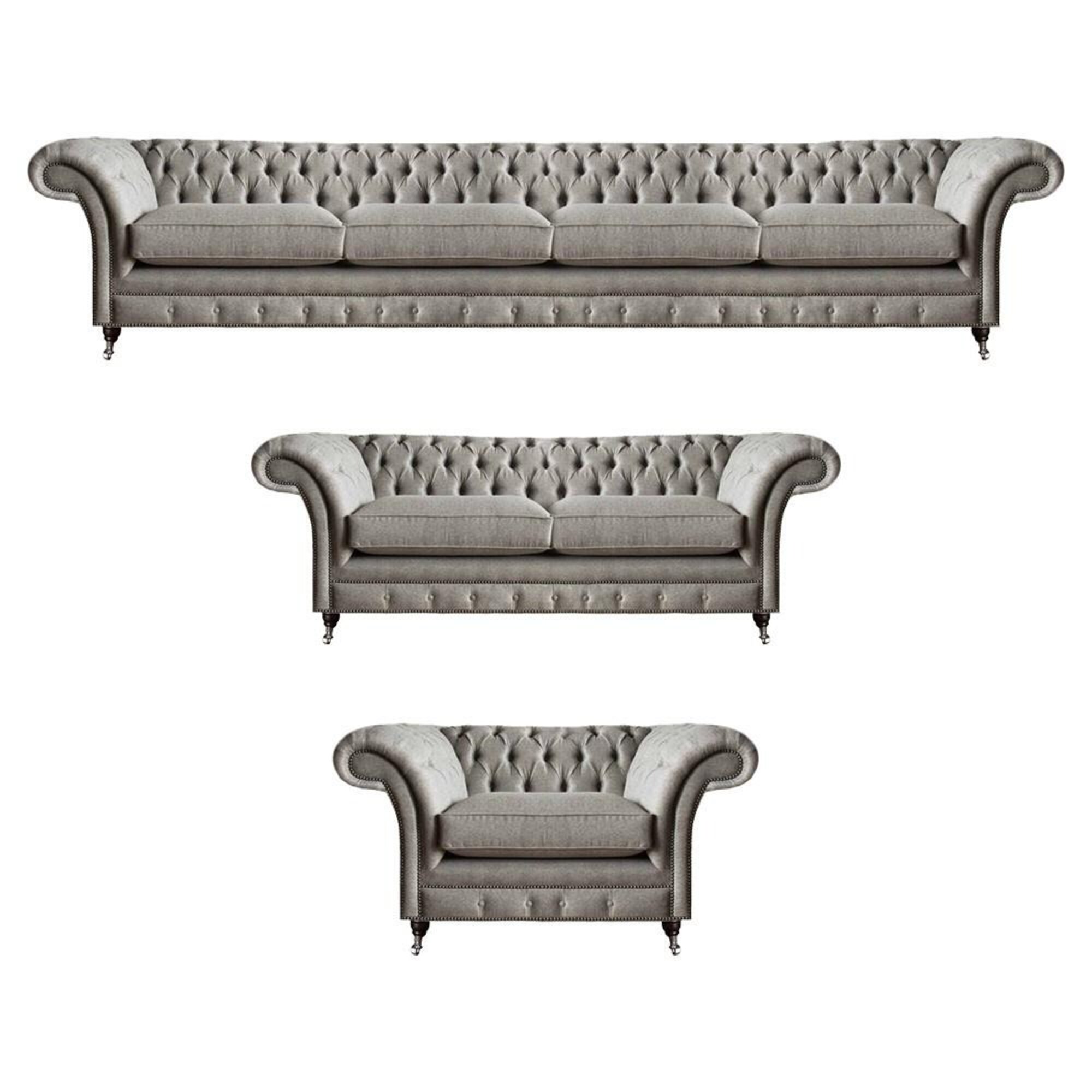 Sitzmöbel Komplett Set 3tlg Wohnzimmer Sofagarnitur Polstersofas Chesterfield