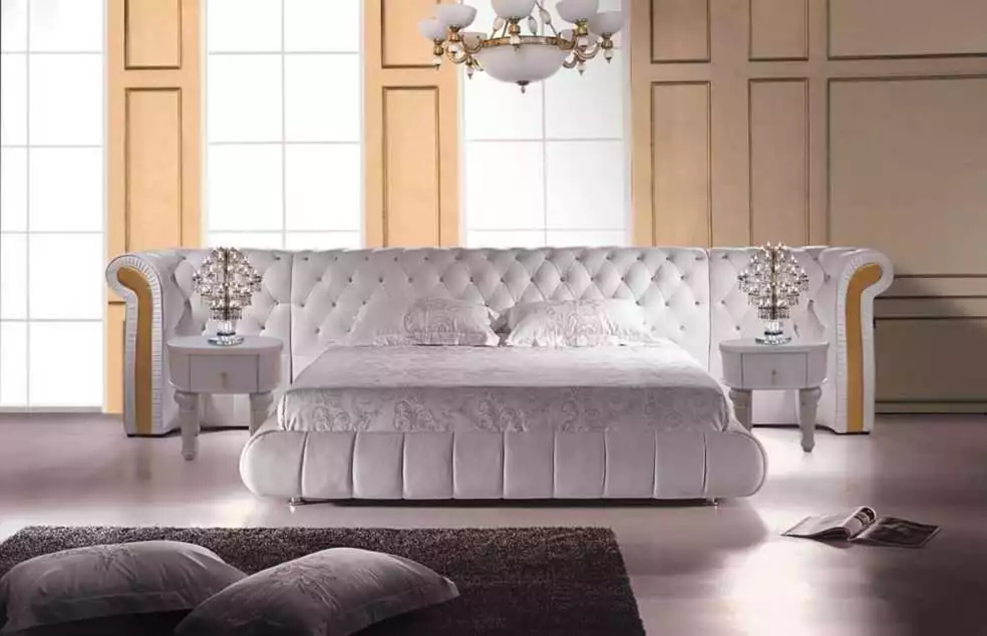 Chesterfield Doppelbett Designer Polster Doppel Ehe Bett Betten XXL