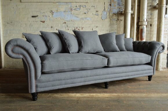 Chesterfield Sofa 3 SITZER Polster Designer Couchen Sofas Silber Garnitur