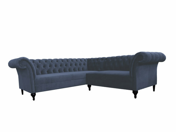 Chesterfield Ecksofa Eckcouch Designer Sofa Couch Samt Hellblau Ledersofa