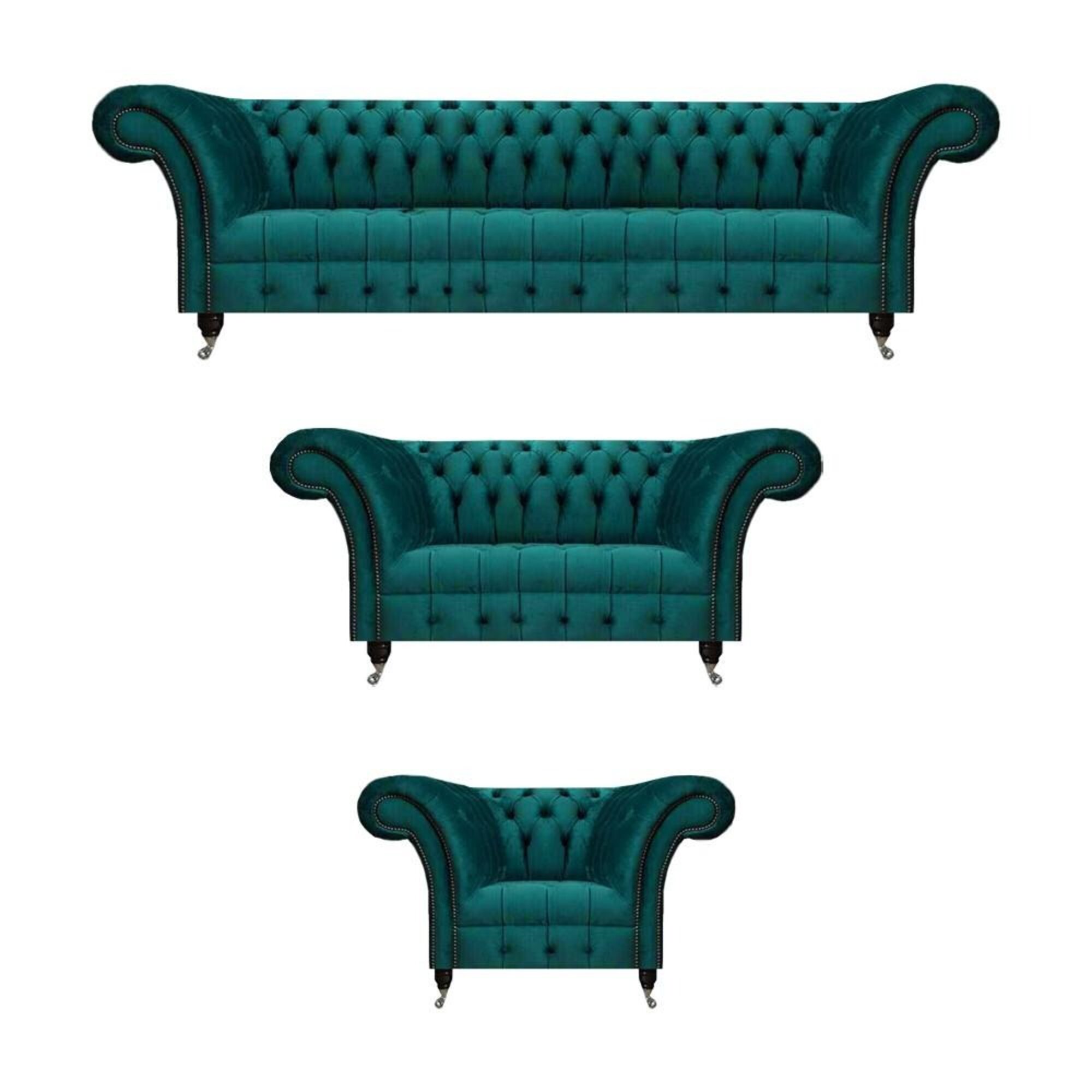 Grün Chesterfield Sofa Komplett Modern Design Möbel Couchgarnitur Wohnzimmer