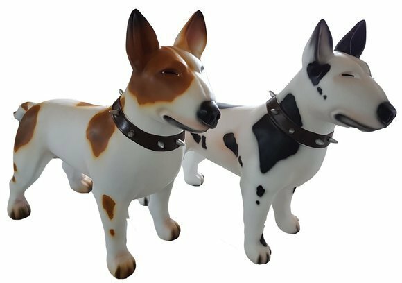 Bullterrier Kampfhund Deko Figur Statue Deko Einbruch Schutz scheuch